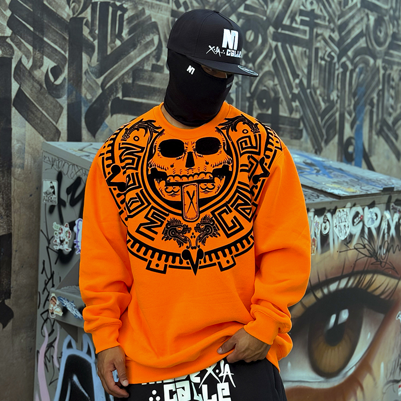Sudadera Prehispánico Flock Naranja